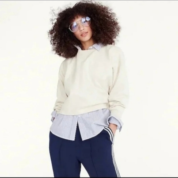 J.Crew University terry cotton cropped sweatshirt XL NAVY BNWT SO 1 Left! - Picture 9 of 14